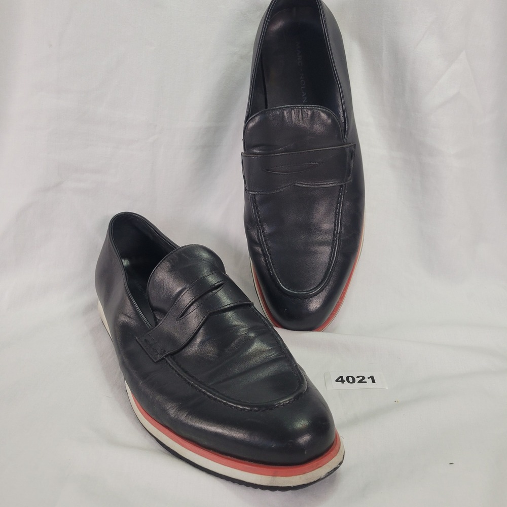 Marc Nolan Men's Black Leather Penny Loafer Shoes SZ 12 Classic Career Casual